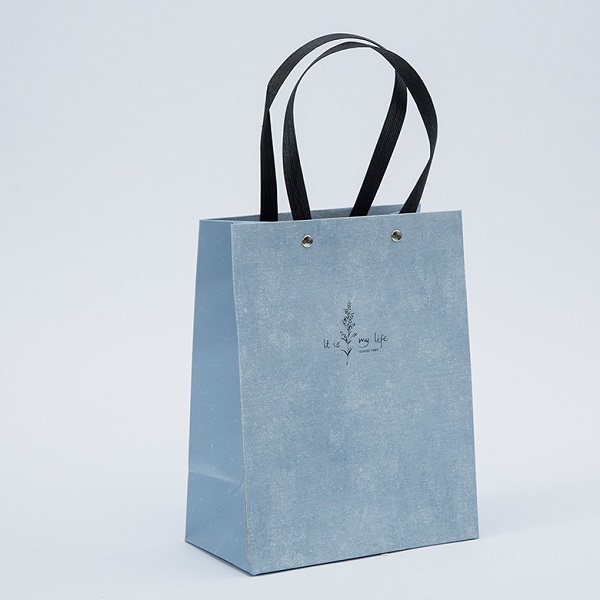 White and Blue Paper Gift Bag for Packing